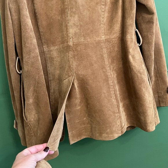 ☃️ ModODoc Suede Coat with feather fur collar size Small - Picture 8 of 10